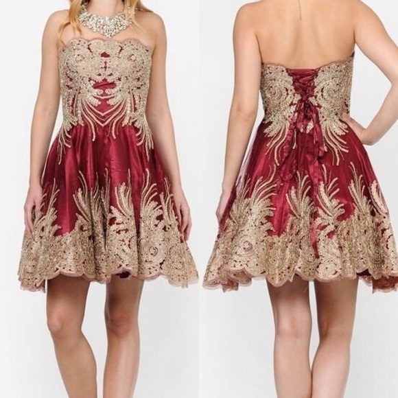 MY Fashion 1818 Burgundy Dress - Picture 1 of 6